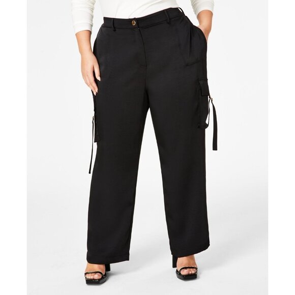 Nina Parker Womens Trendy Plus Straight Leg Cargo Pants Black Size 18W NWT - Picture 2 of 3